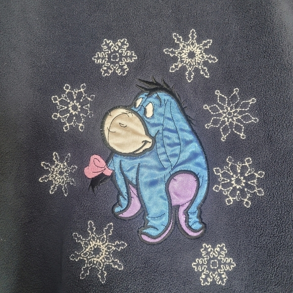 Disney Vintage Eeyore Snowflake Winnie The Pooh Fleece Crewneck Sweater Women M - Picture 2 of 5